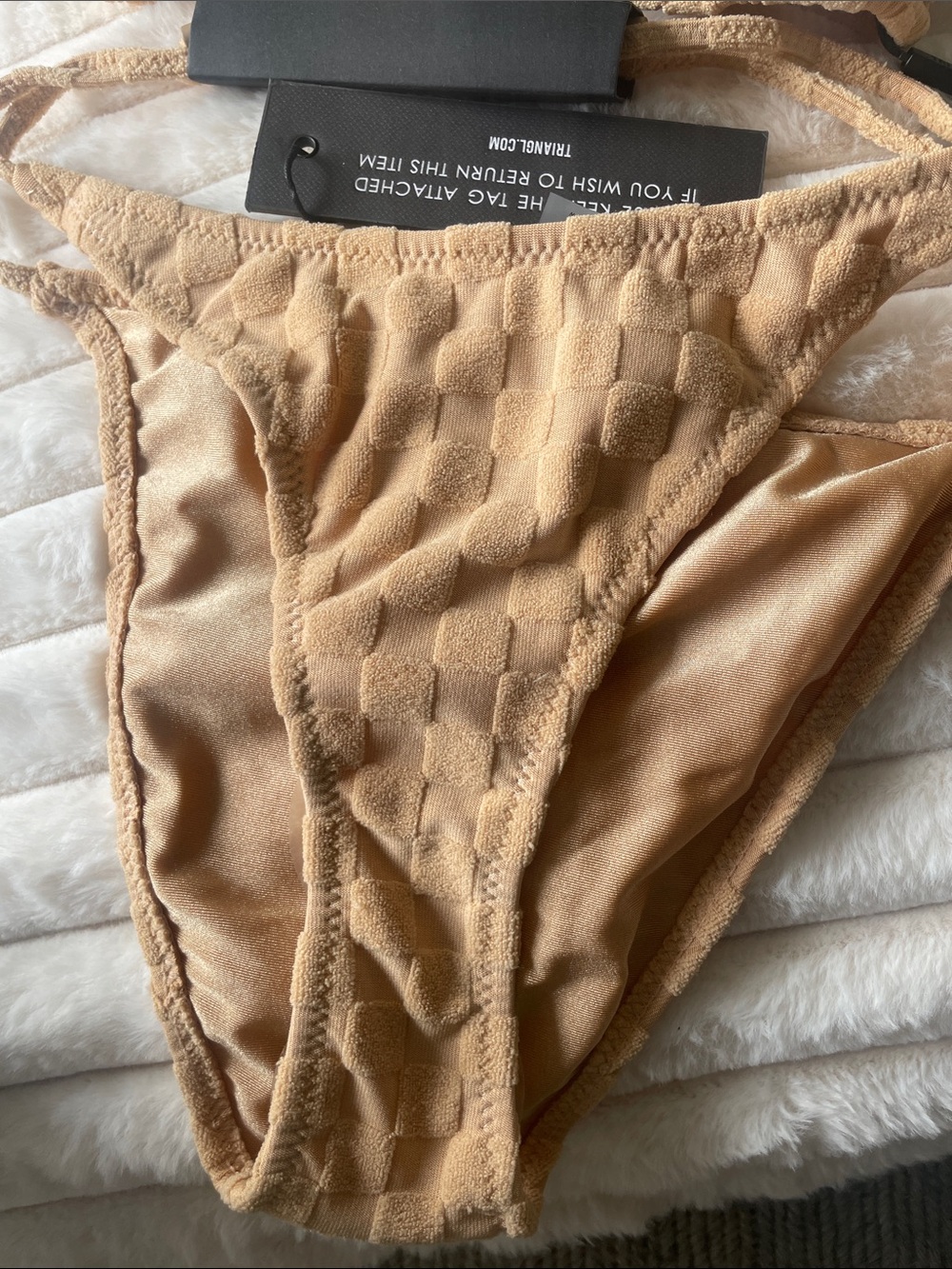 Triangl Swimwear Gold/ Beige Textured Triangle Bikini Top #B7 - Picture 3 of 8